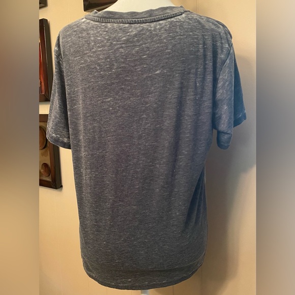 Vanilla Star mixed zebra/camo short sleeve top; front tie; Medium; distressed - Picture 2 of 4